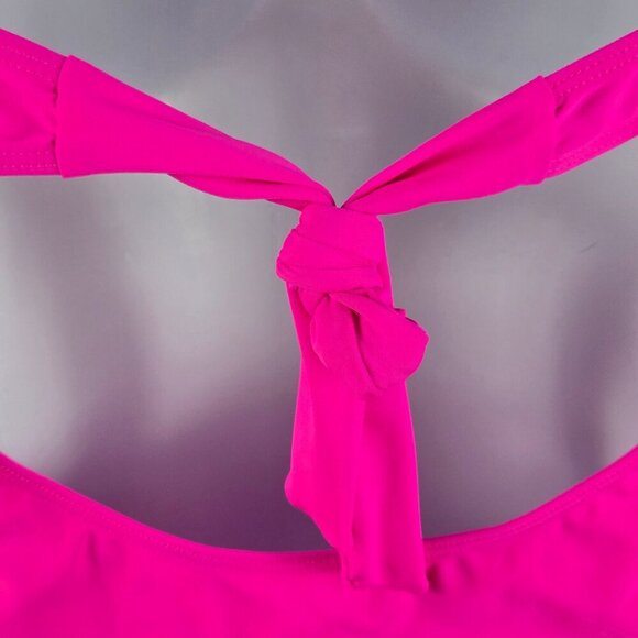 Eomenie Size Medium Hot Pink One Piece Swimsuit Ruffle Ruching Adj Straps NWT - Picture 9 of 14